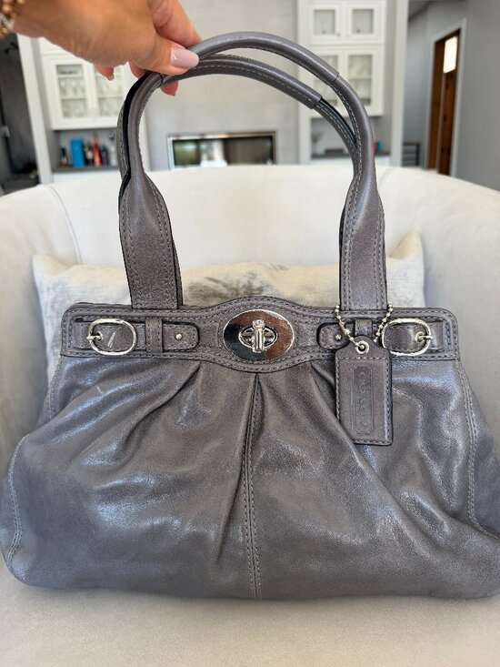 Coach Handbags - Coach Vintage Garnet Pleated Leather Satchel (Style: 13914)
